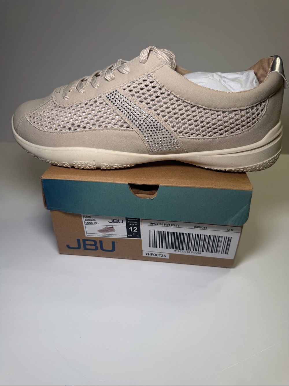 JBU Women's Taupe Mesh Slip-On Sneaker Size 12